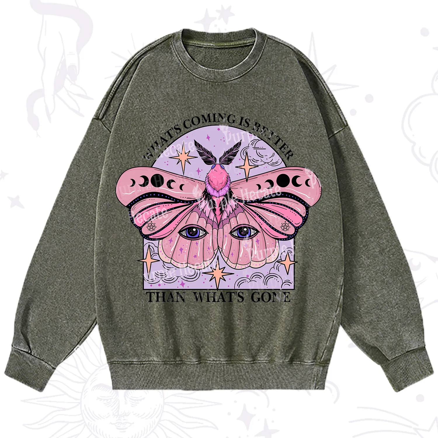 Purplehecate What's Coming Is Better Than What's Gone Washed Sweatshirt