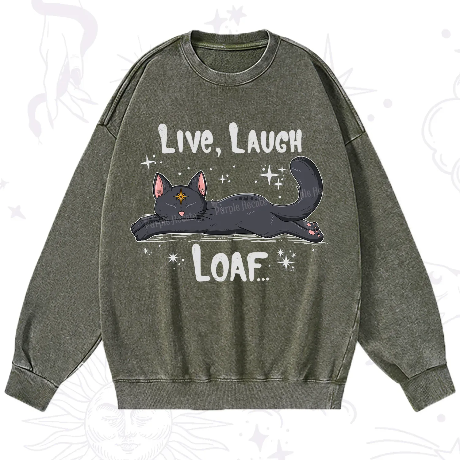 Purplehecate Live Laugh Loaf Washed Sweatshirt