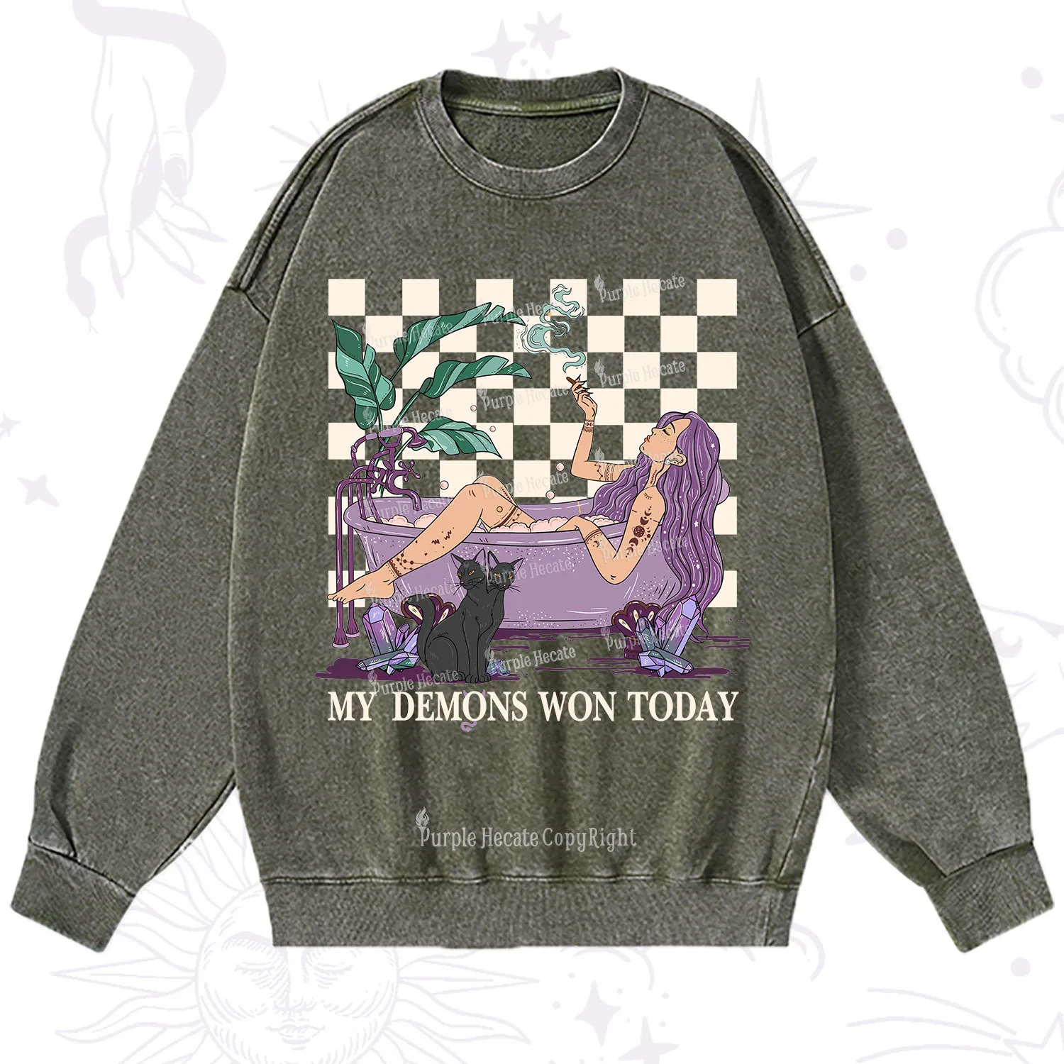 Purplehecate My Demons Won Today Washed Sweatshirt