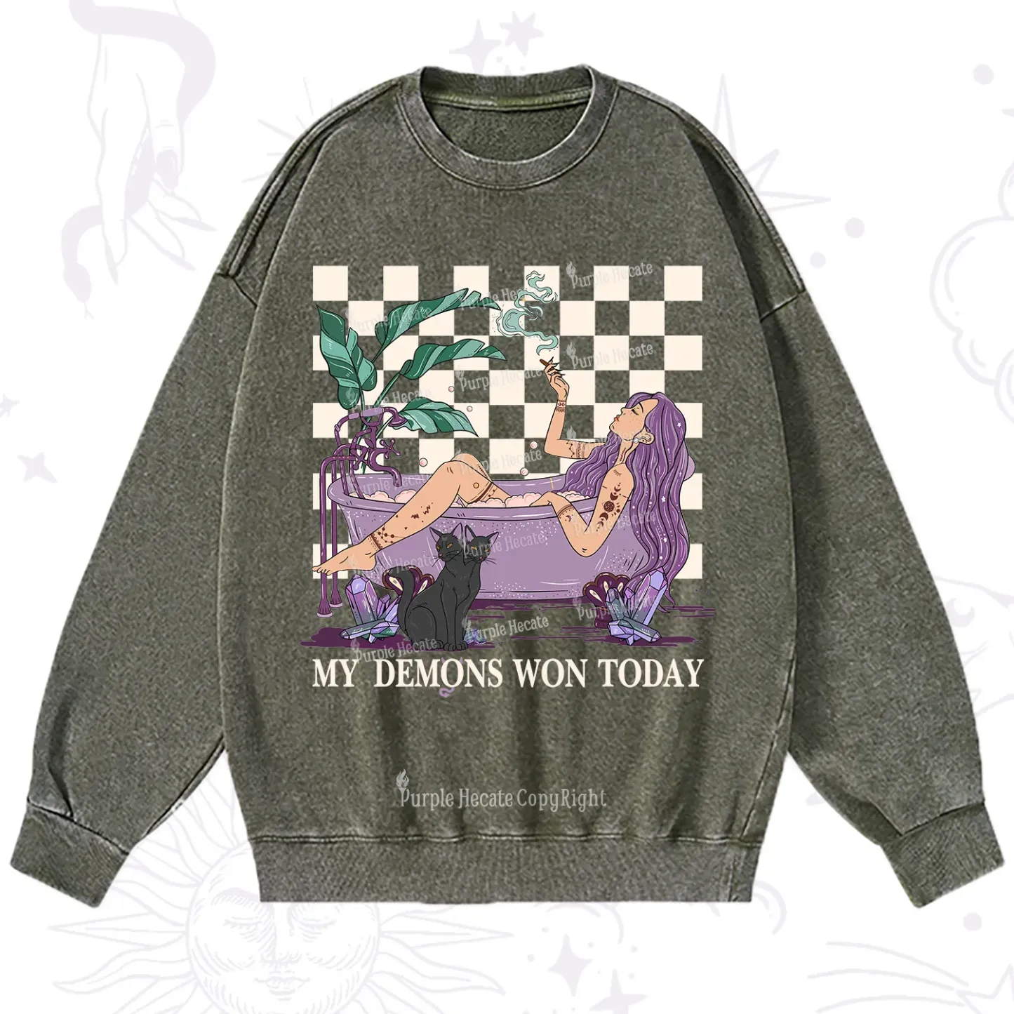 Purplehecate My Demons Won Today Washed Sweatshirt