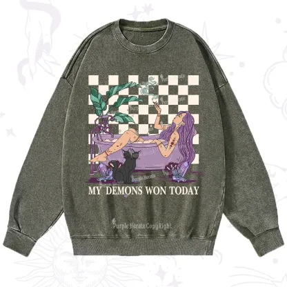 Purplehecate My Demons Won Today Washed Sweatshirt