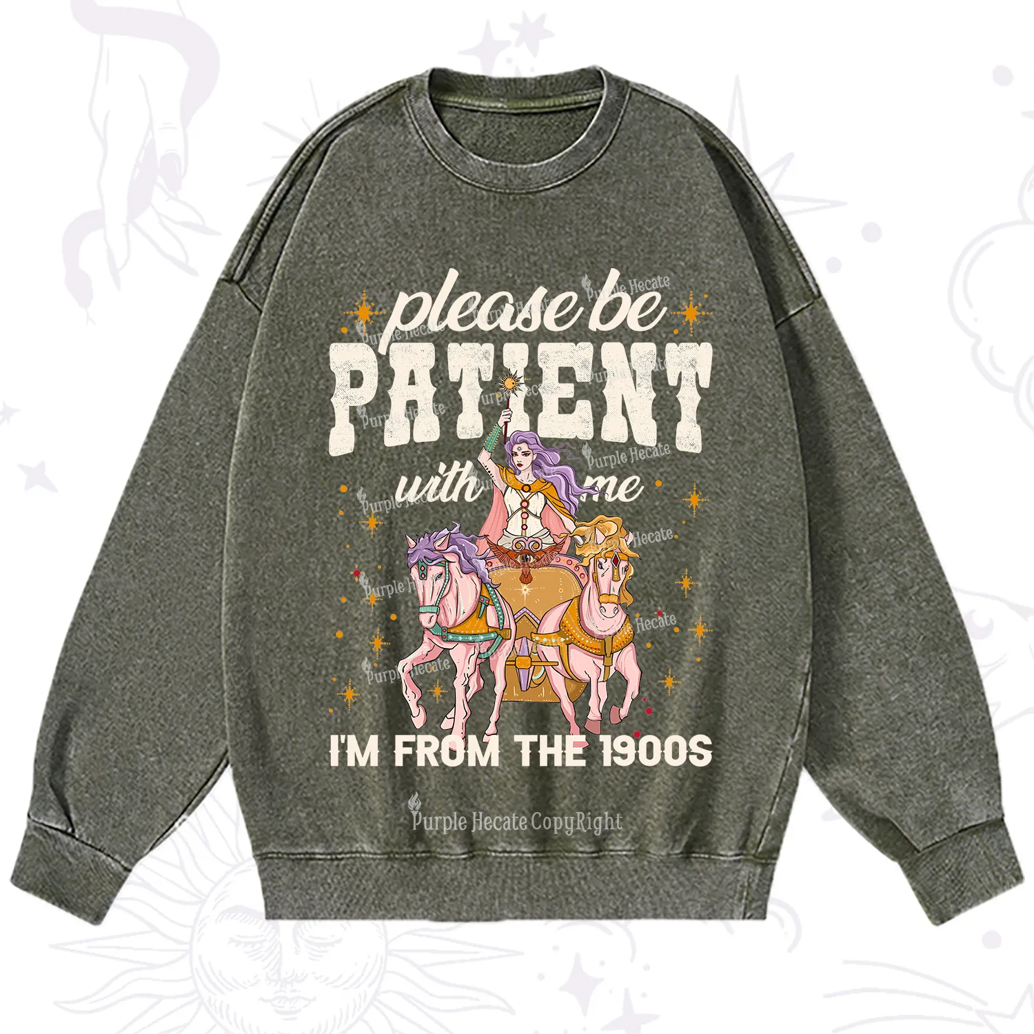 Purplehecate Please Be Patient With Me I'm From The 1900s Washed Sweatshirt