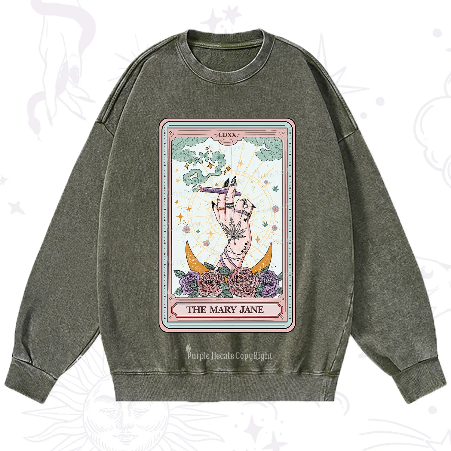 Purplehecate The Mary Jane Tarot Washed Sweatshirt