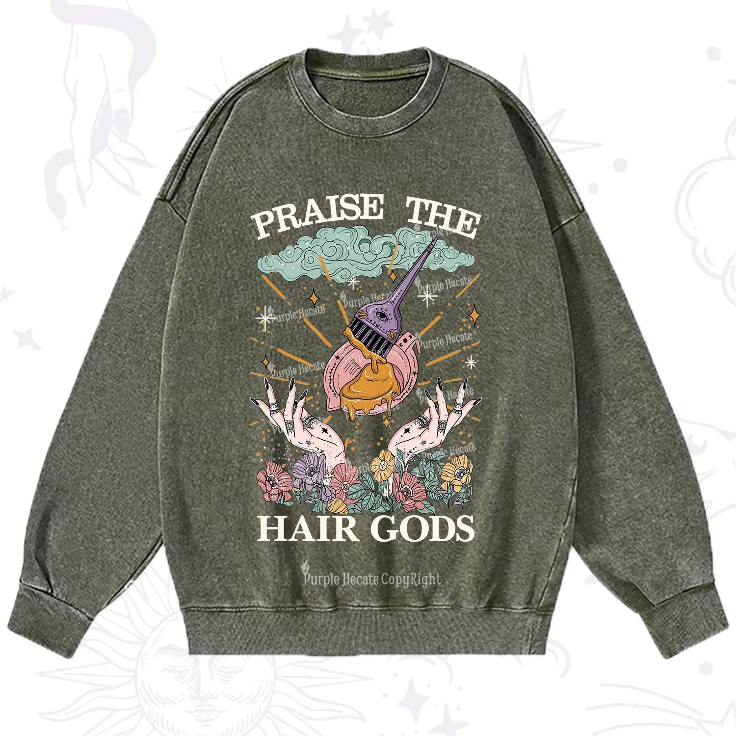 Purplehecate Praise The Hair Gods Washed Sweatshirt