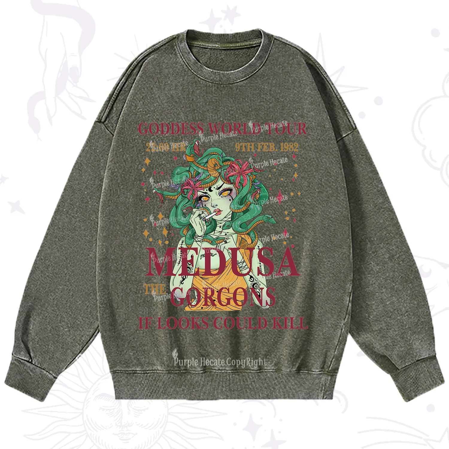 Purplehecate Medusa The Gorgons Washed Sweatshirt