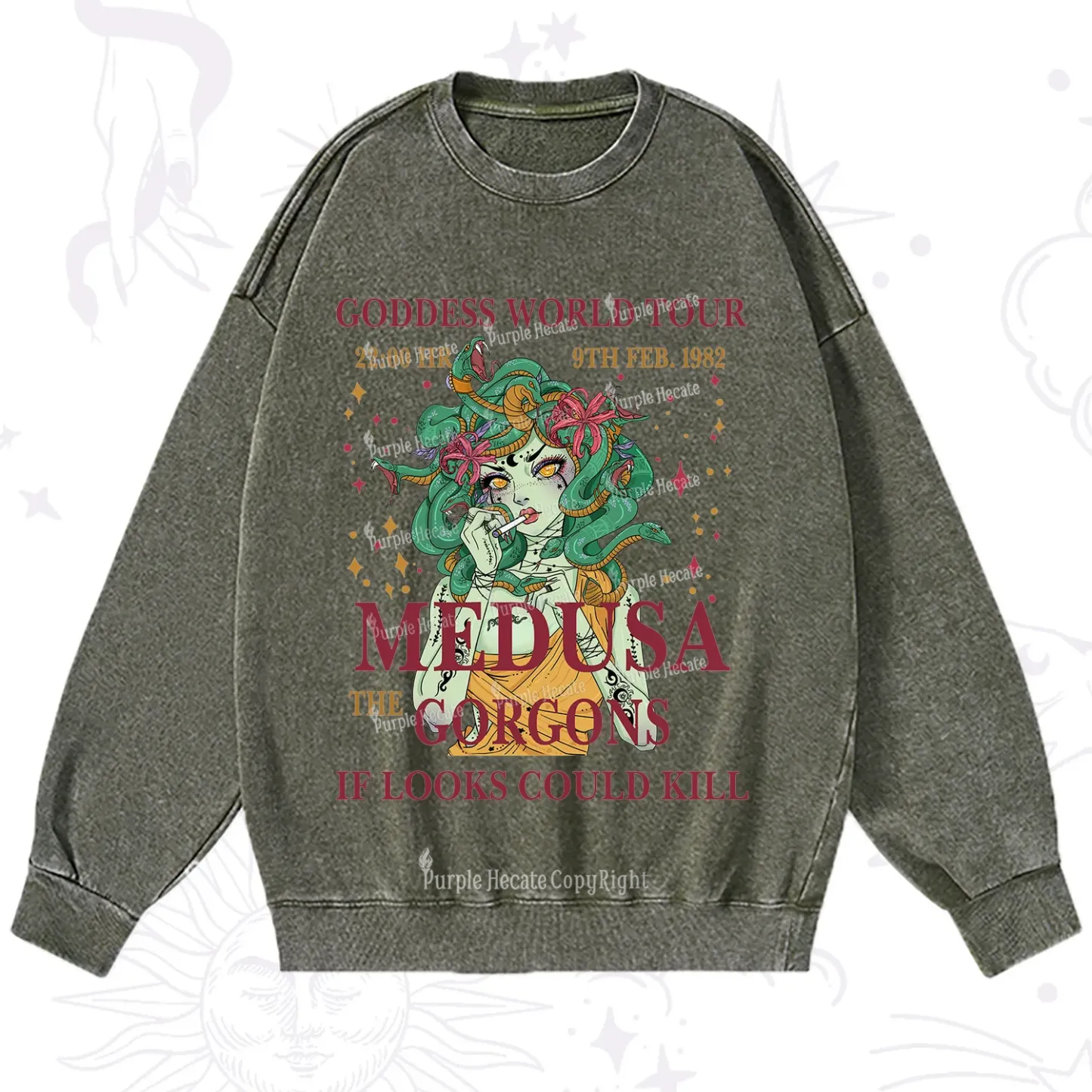 Purplehecate Medusa The Gorgons Washed Sweatshirt