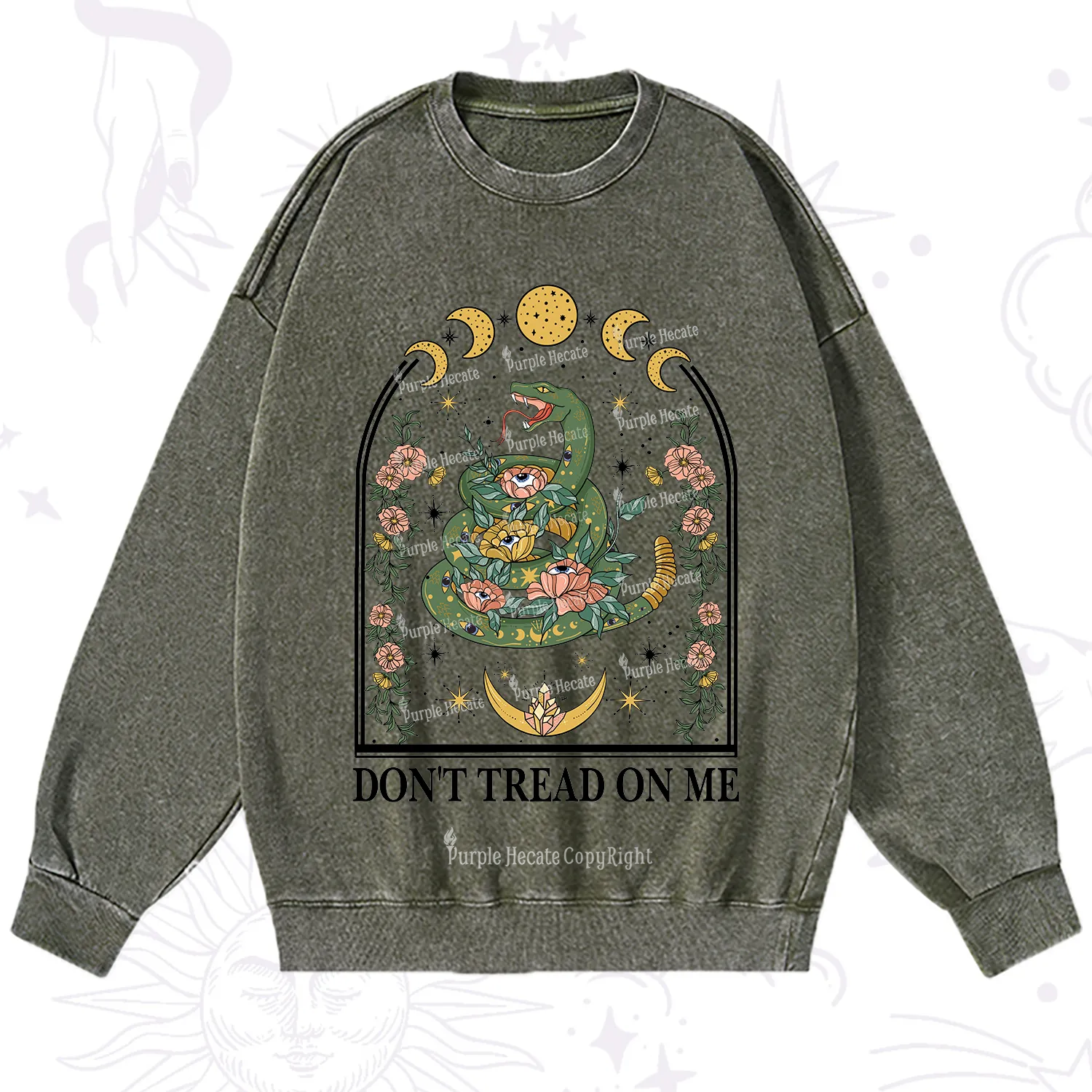 Purplehecate Don't Tread On Me Washed Sweatshirt
