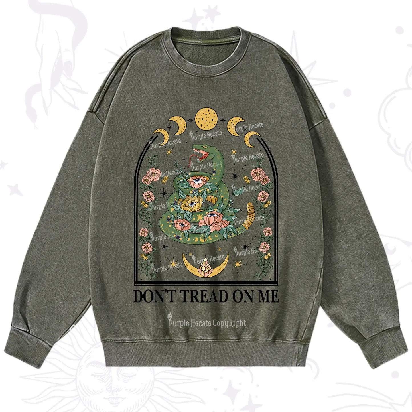 Purplehecate Don't Tread On Me Washed Sweatshirt