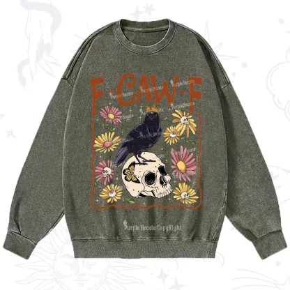 Purplehecate Funny F-Caw-F Crow Washed Sweatshirt
