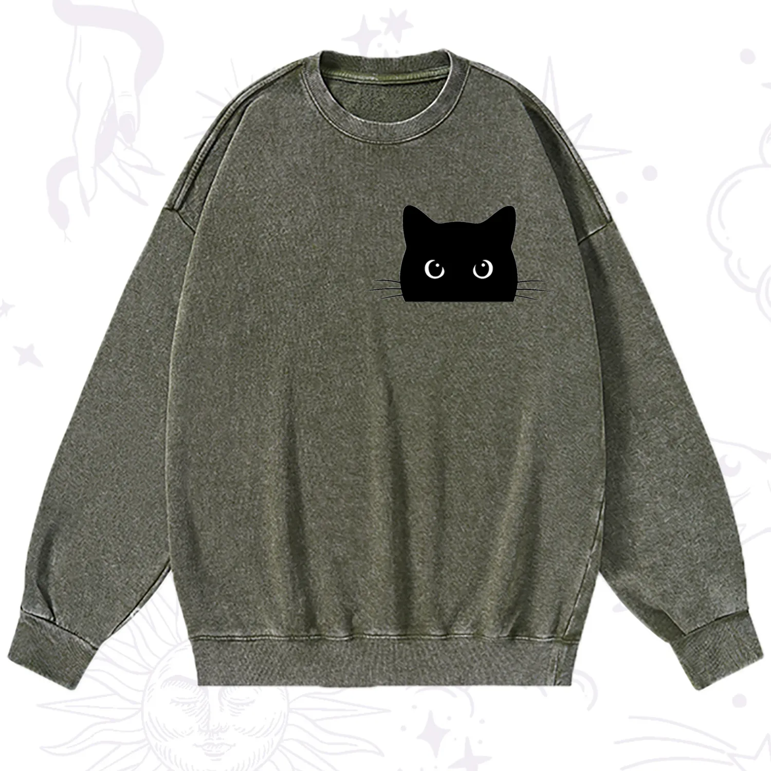Purplehecate Black Cat Washed Sweatshirt
