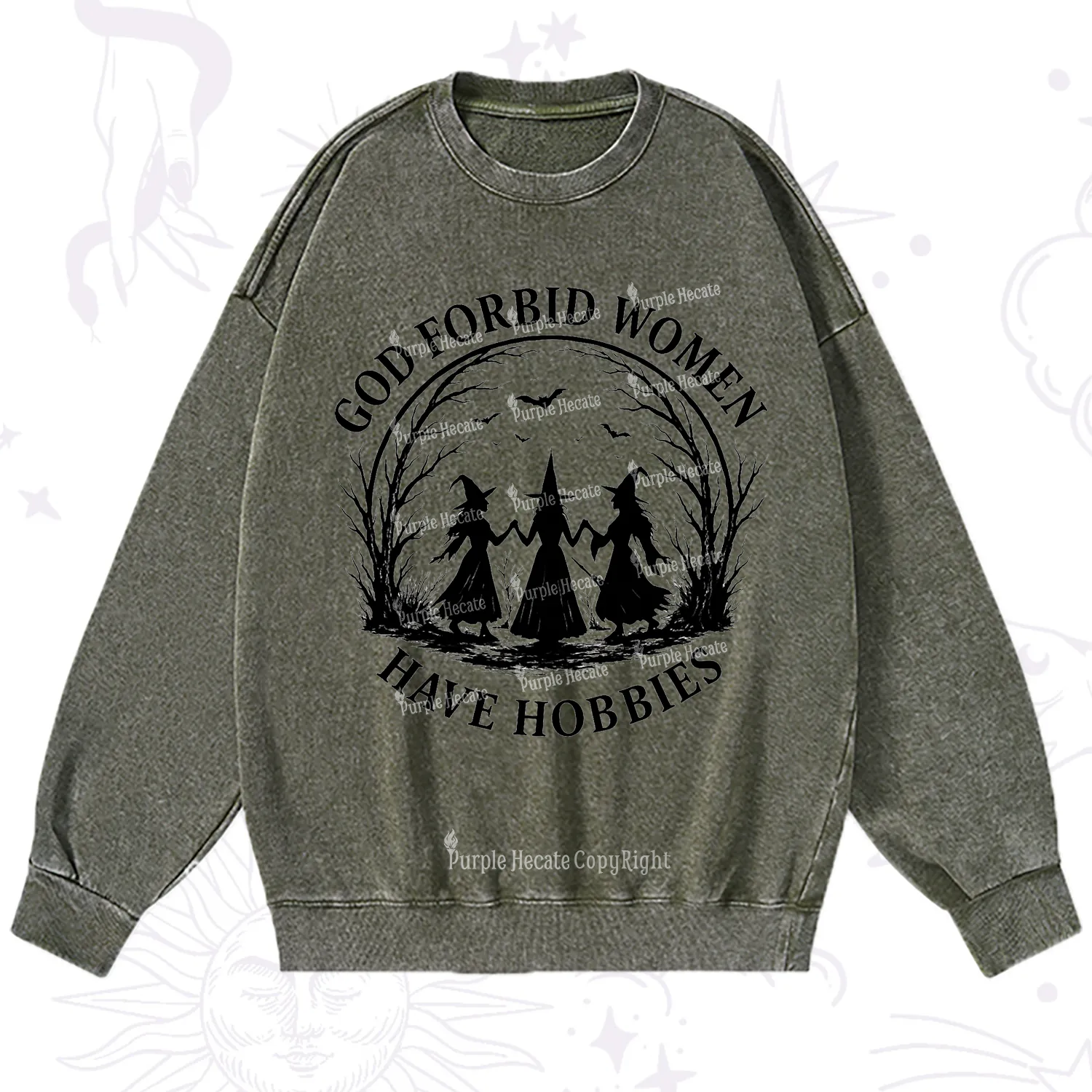 Purplehecate God Forbid Women Have Hobbies Washed Sweatshirt