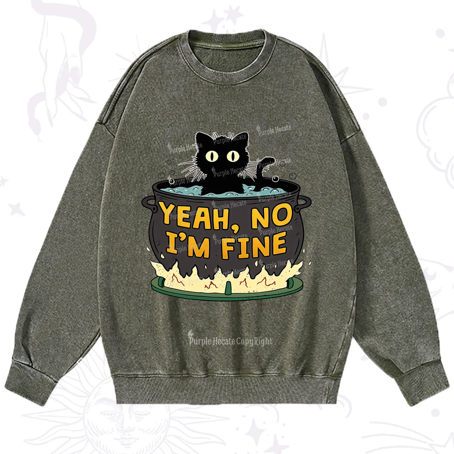 Purplehecate Yeah No I'm Fine Washed Sweatshirt