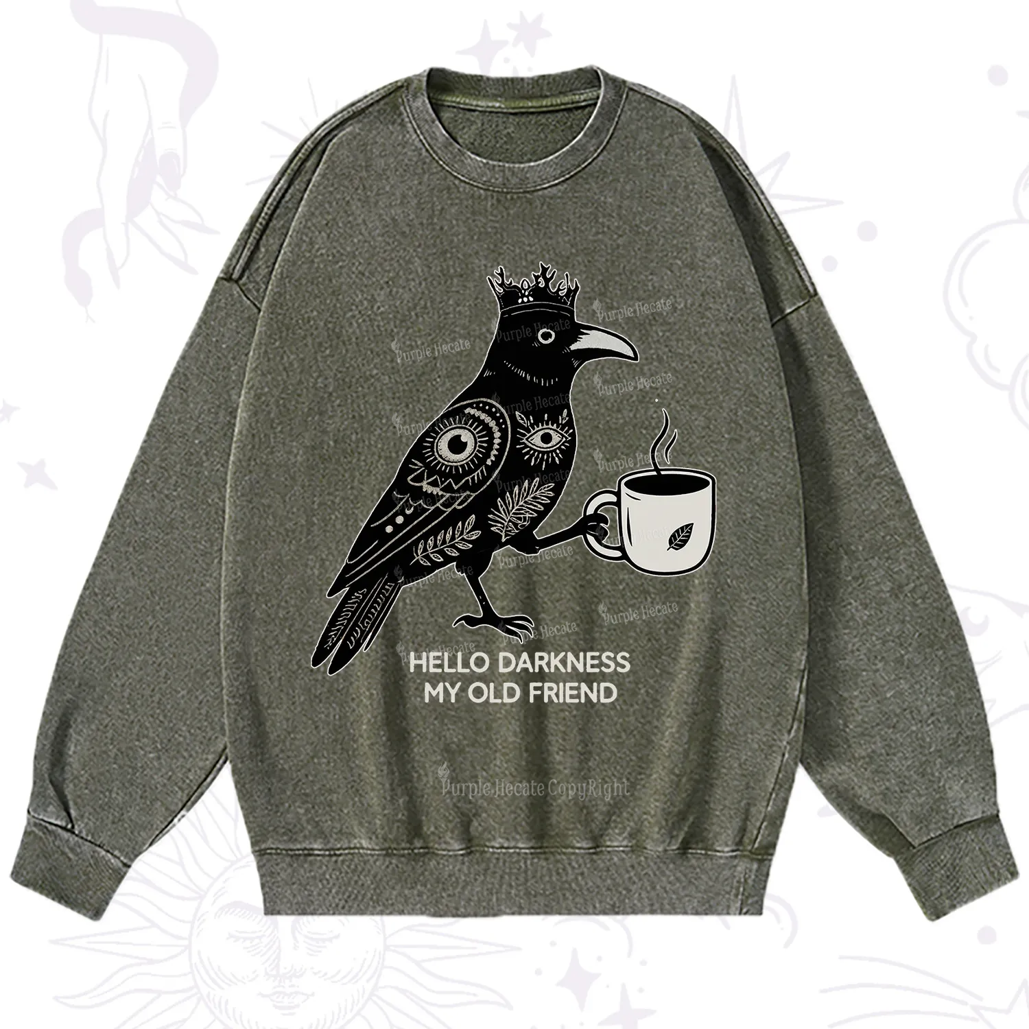 Purplehecate Hello Darkness My Old Friend Washed Sweatshirt