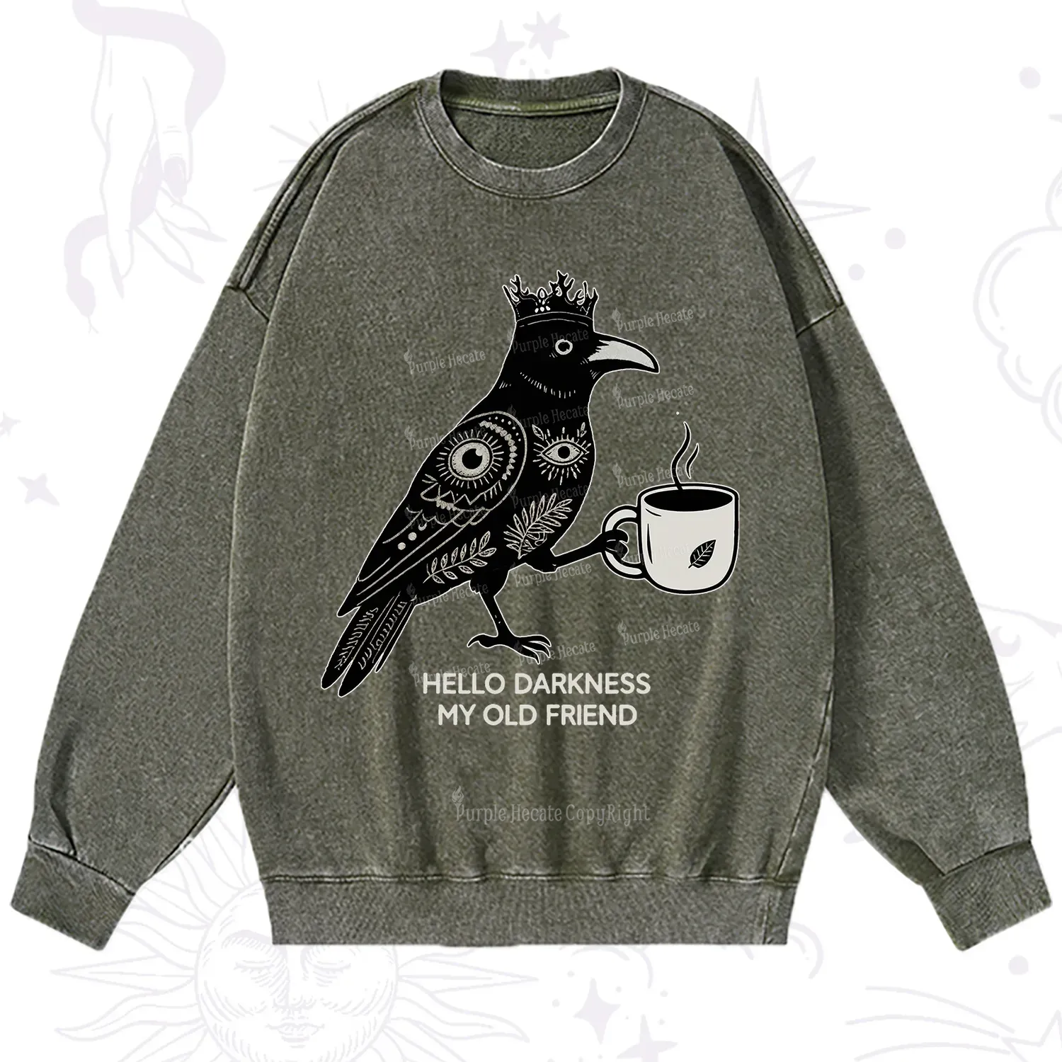 Purplehecate Hello Darkness My Old Friend Washed Sweatshirt