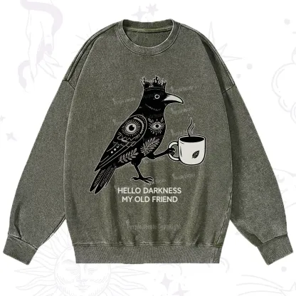 Purplehecate Hello Darkness My Old Friend Washed Sweatshirt