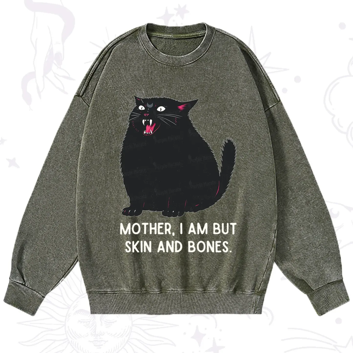 Purplehecate Mom I Am But Skin And Bones Washed Sweatshirt