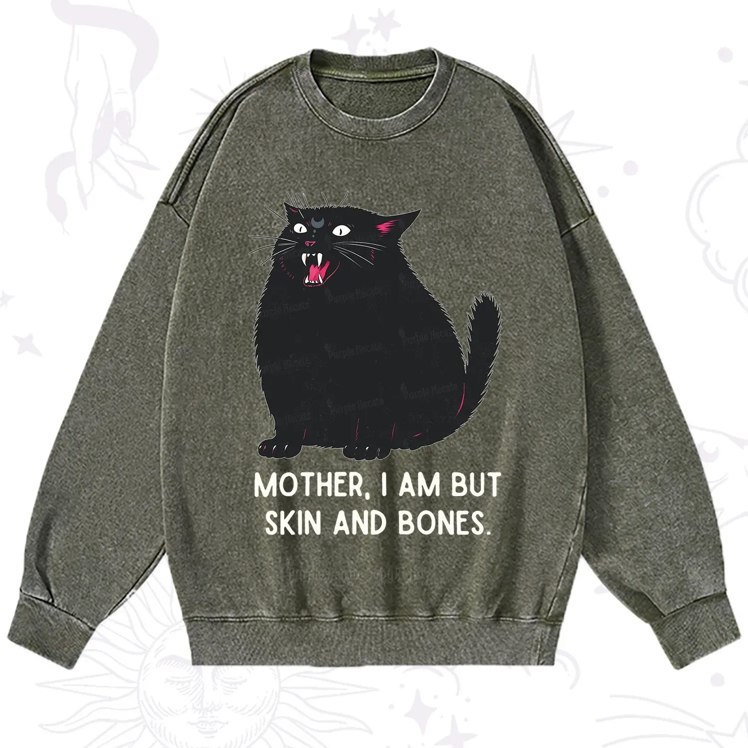 Purplehecate Mom I Am But Skin And Bones Washed Sweatshirt