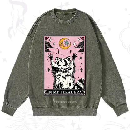 Purplehecate The In My Feral Era Tarot Raccoon Washed Sweatshirt