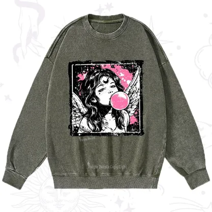Purplehecate Grunge Angel with Bubblegum Washed Sweatshirt