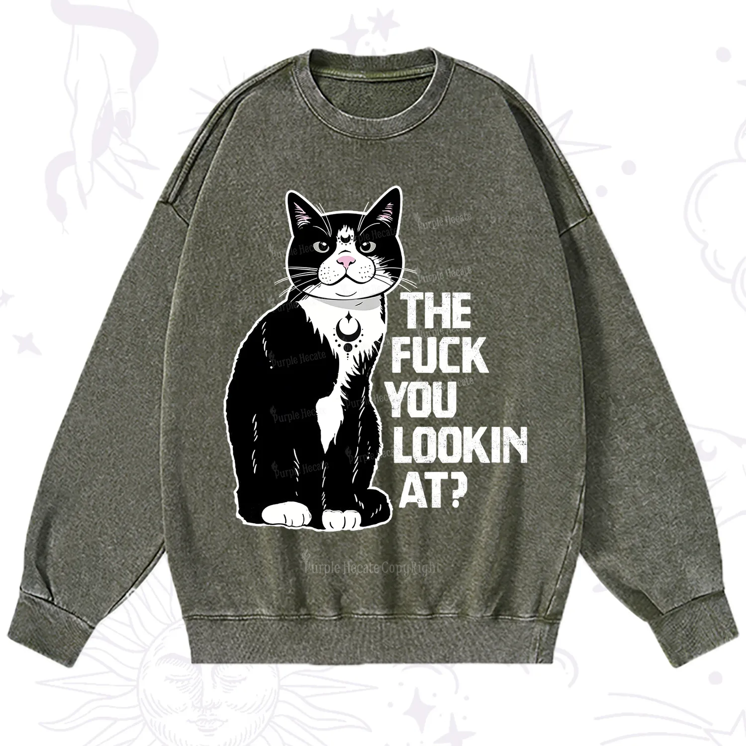 Purplehecate The Fuck You Lookin At Washed Sweatshirt