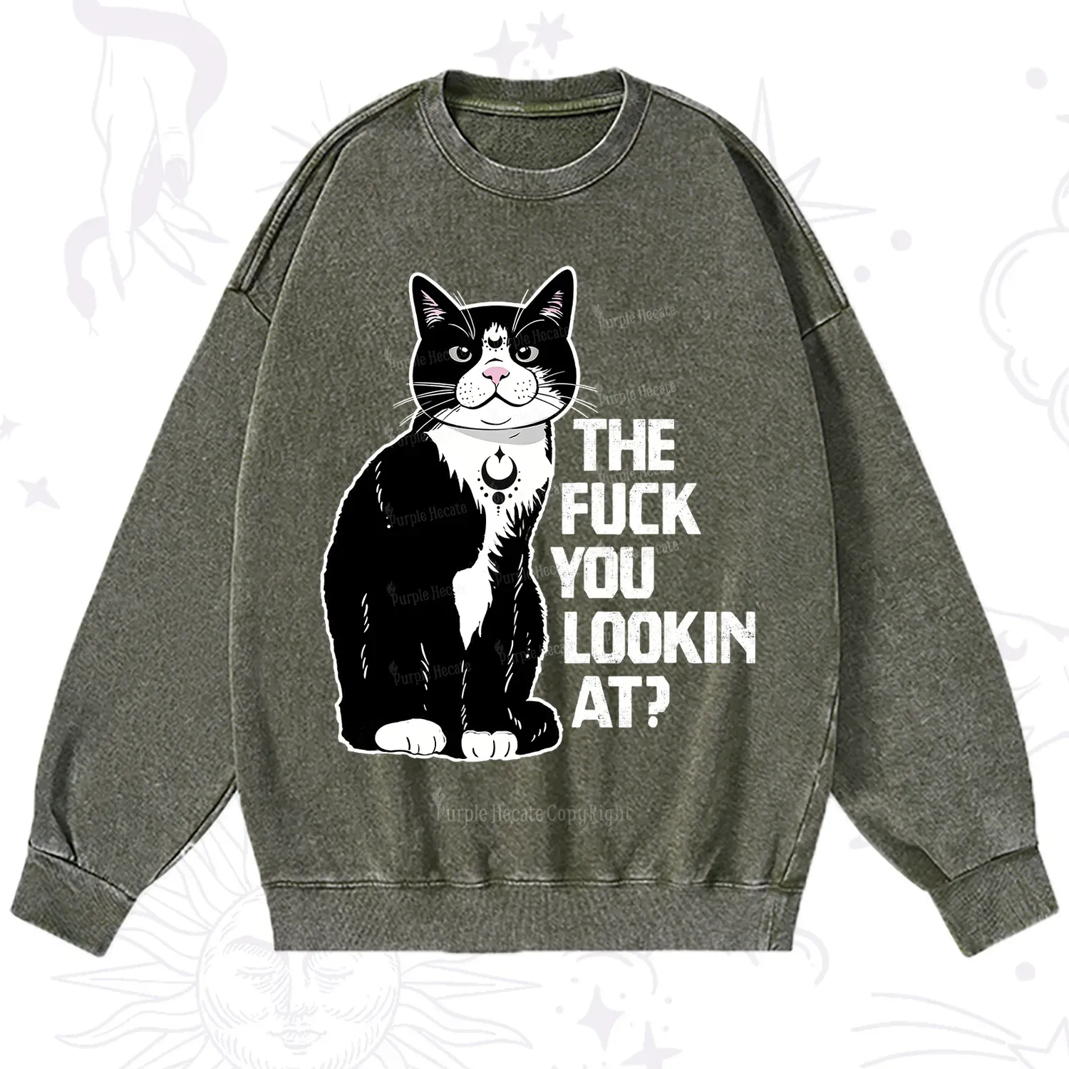 Purplehecate The Fuck You Lookin At Washed Sweatshirt