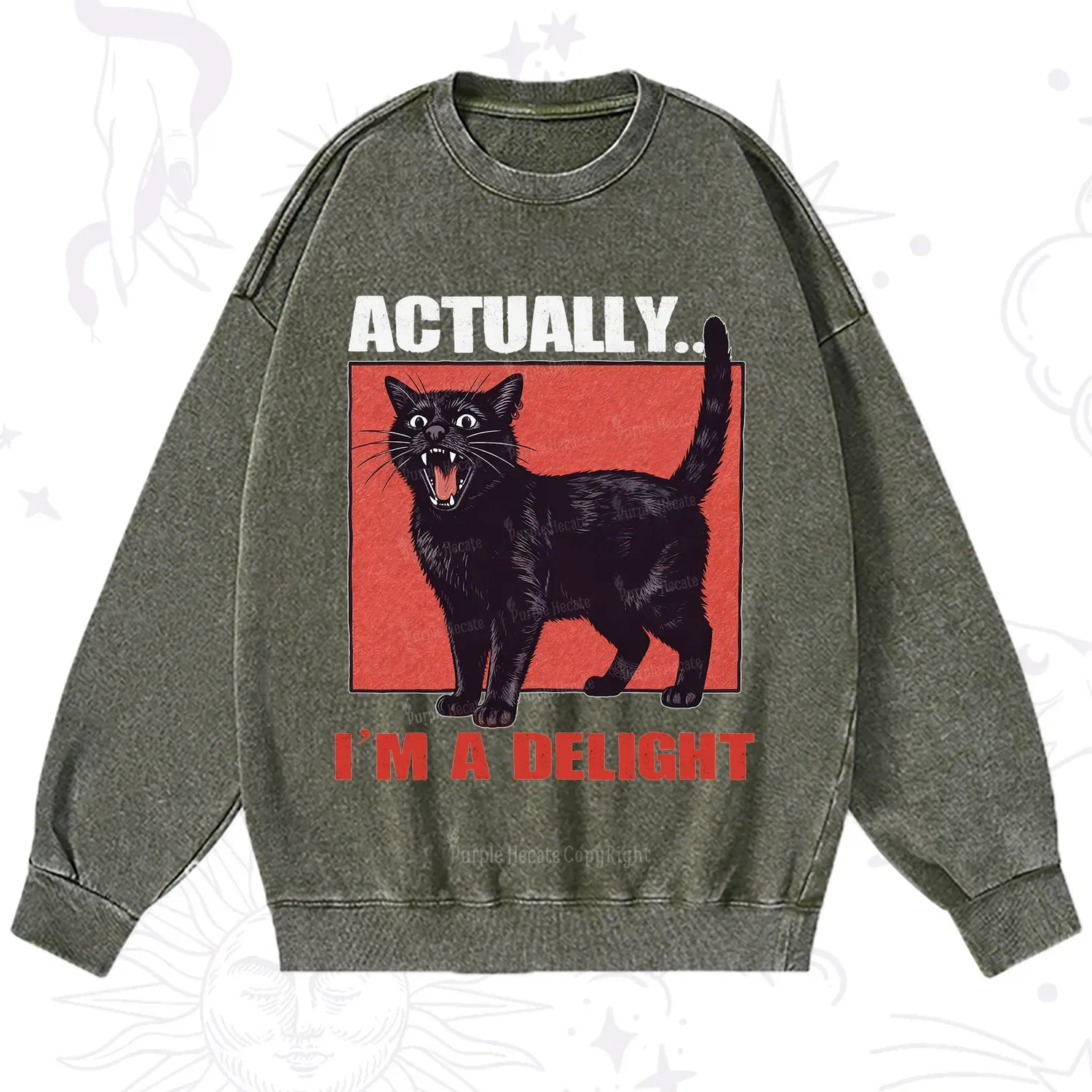 Purplehecate Actually Im a Delight Washed Sweatshirt