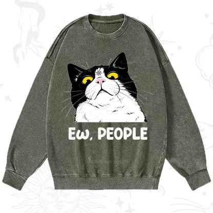 Purplehecate Ew People Cat Washed Sweatshirt