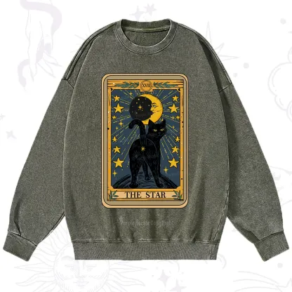 Purplehecate The Star Tarot Cat Washed Sweatshirt