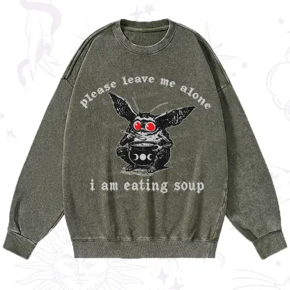 Purplehecate Mothman Eating Soup Washed Sweatshirt