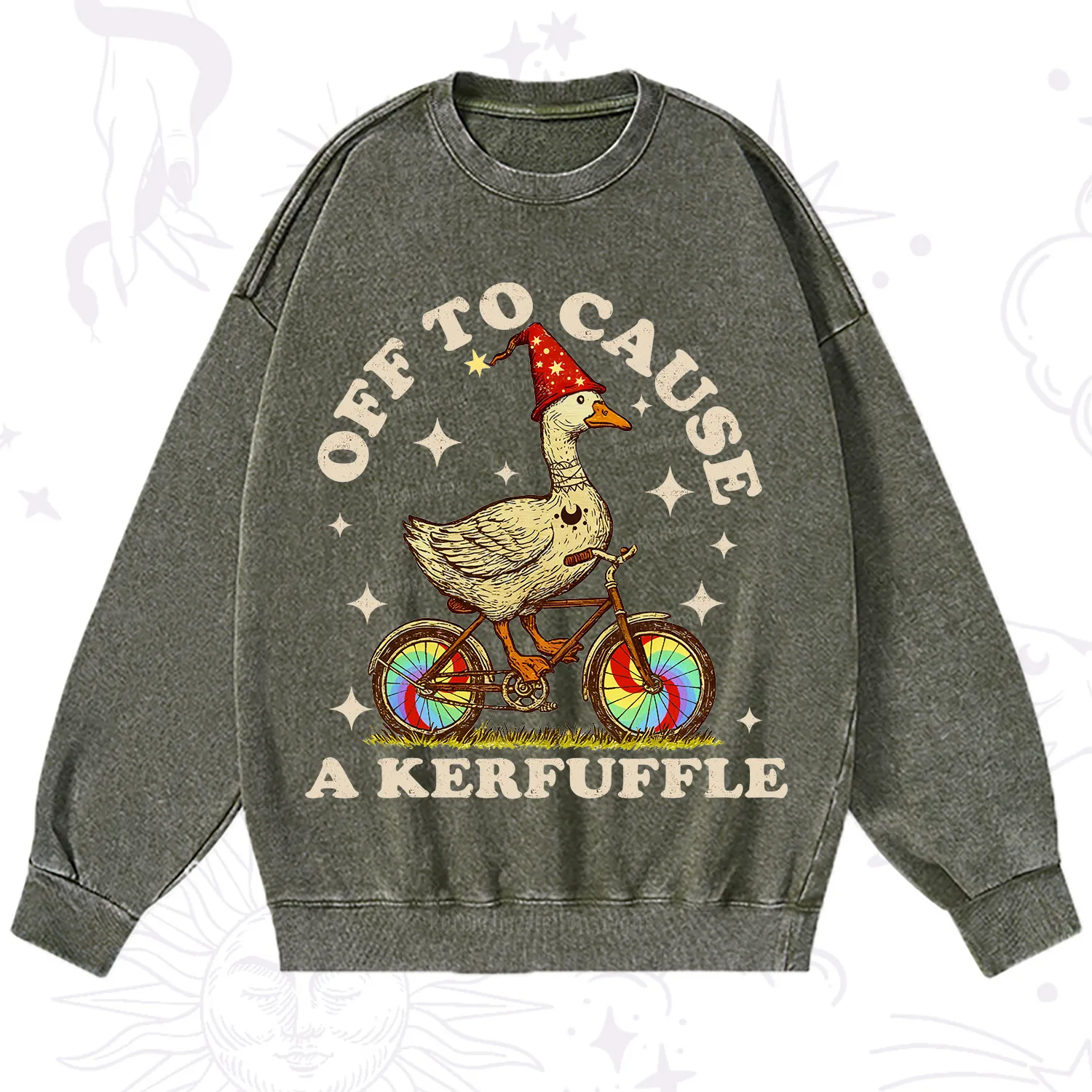 Purplehecate Off to Cause a Kerfuffle Goose Washed Sweatshirt