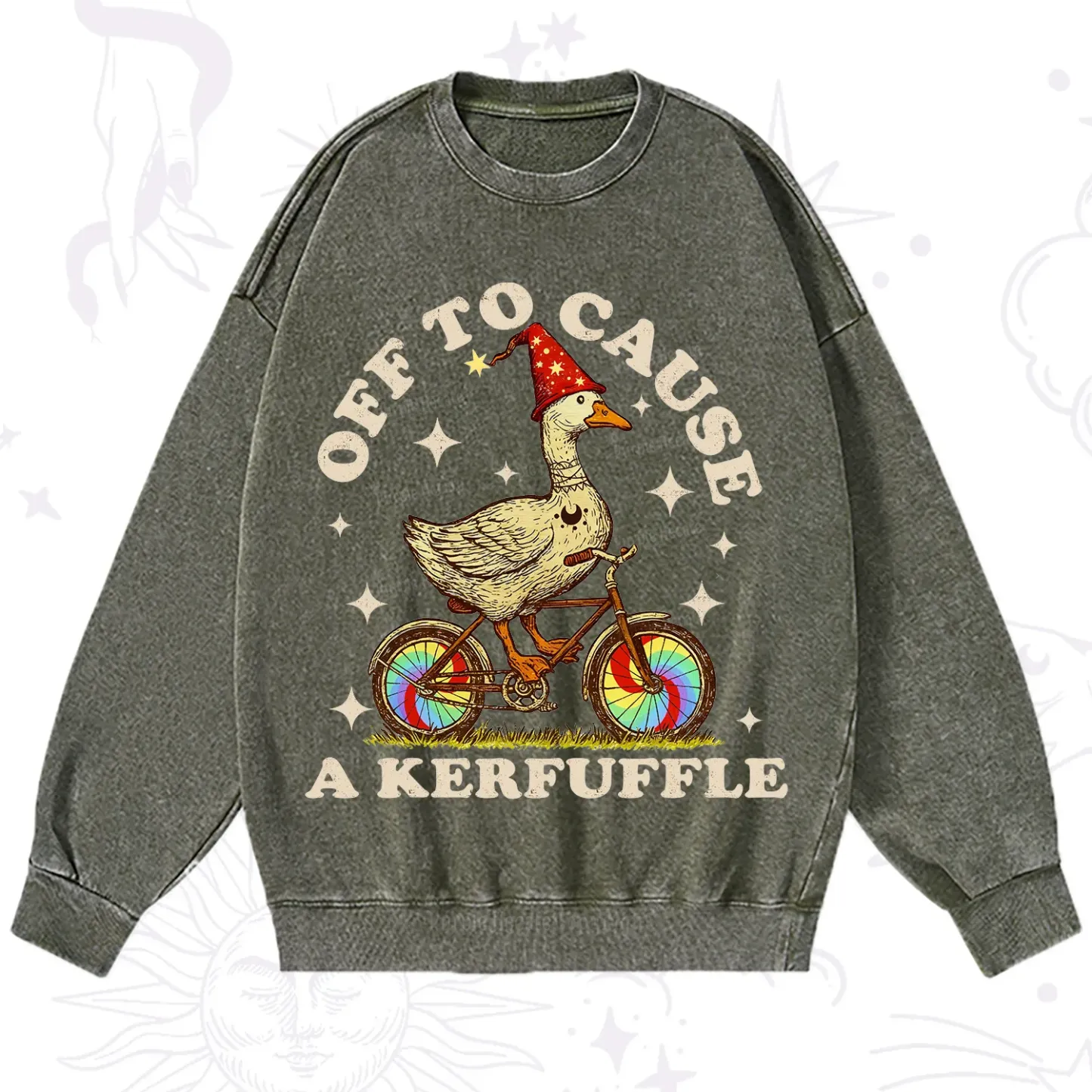 Purplehecate Off to Cause a Kerfuffle Goose Washed Sweatshirt
