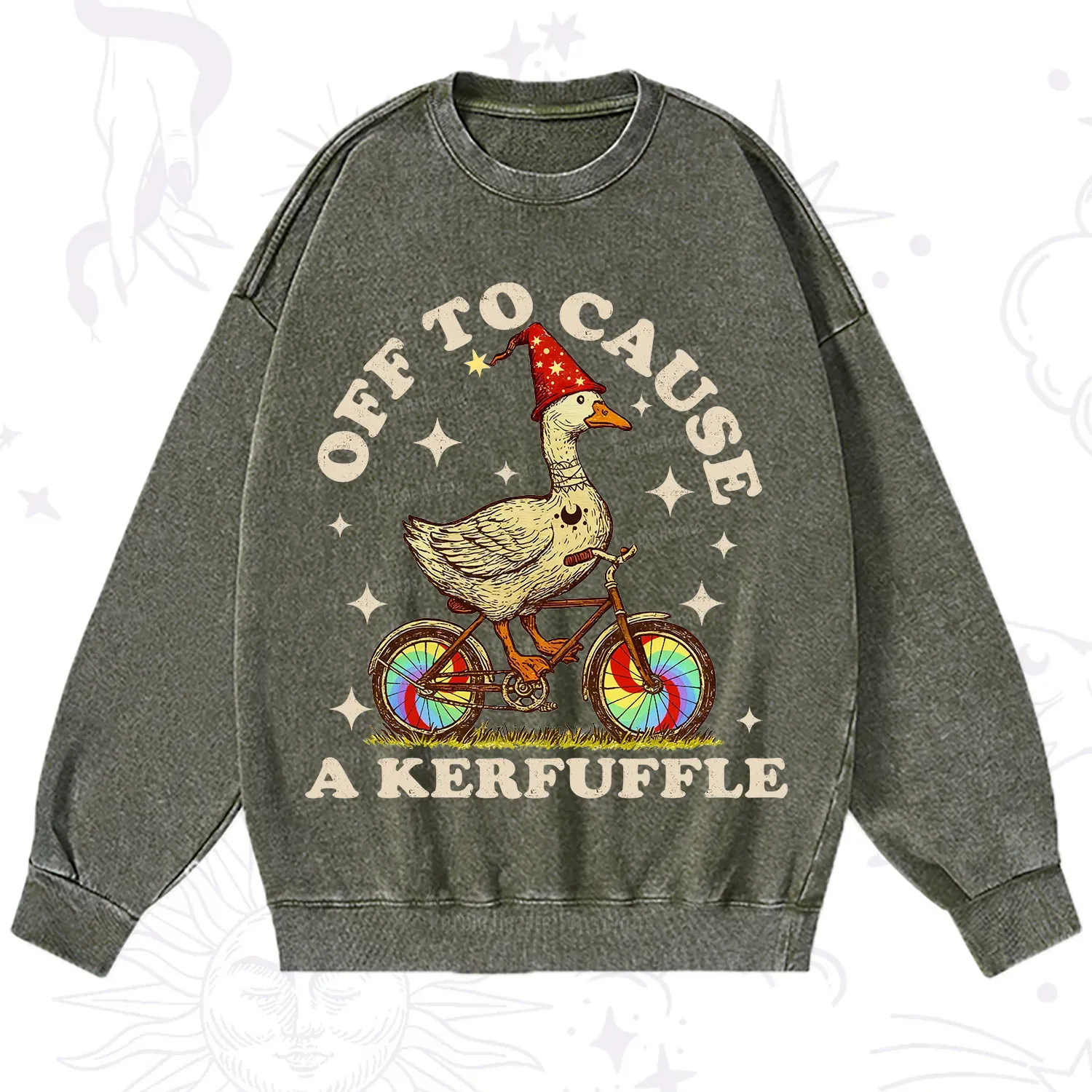 Purplehecate Off to Cause a Kerfuffle Goose Washed Sweatshirt
