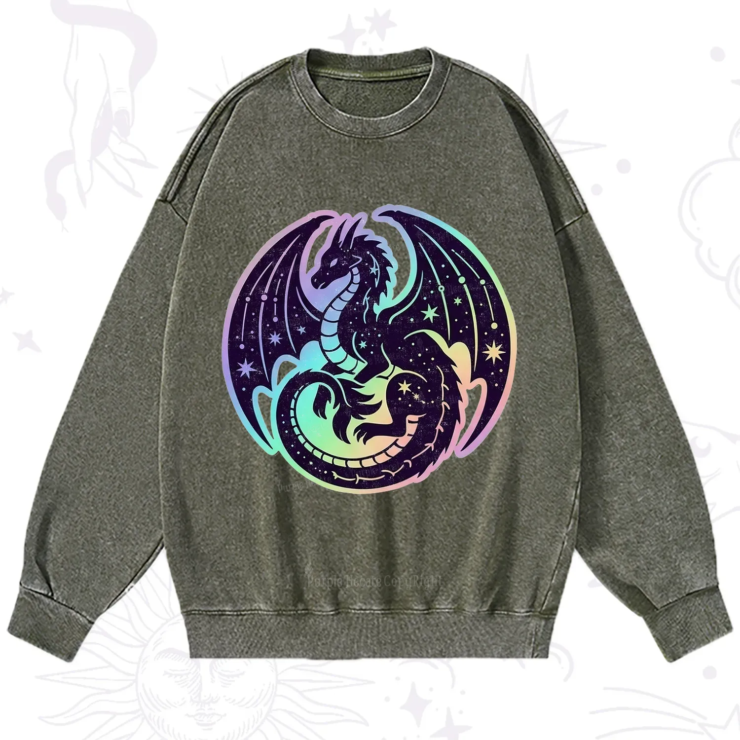 Purplehecate Cosmic Dragon Washed Sweatshirt