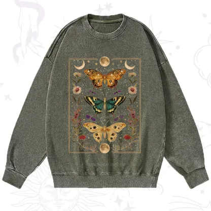 Purplehecate Sun and Moon Butterfly Washed Sweatshirt