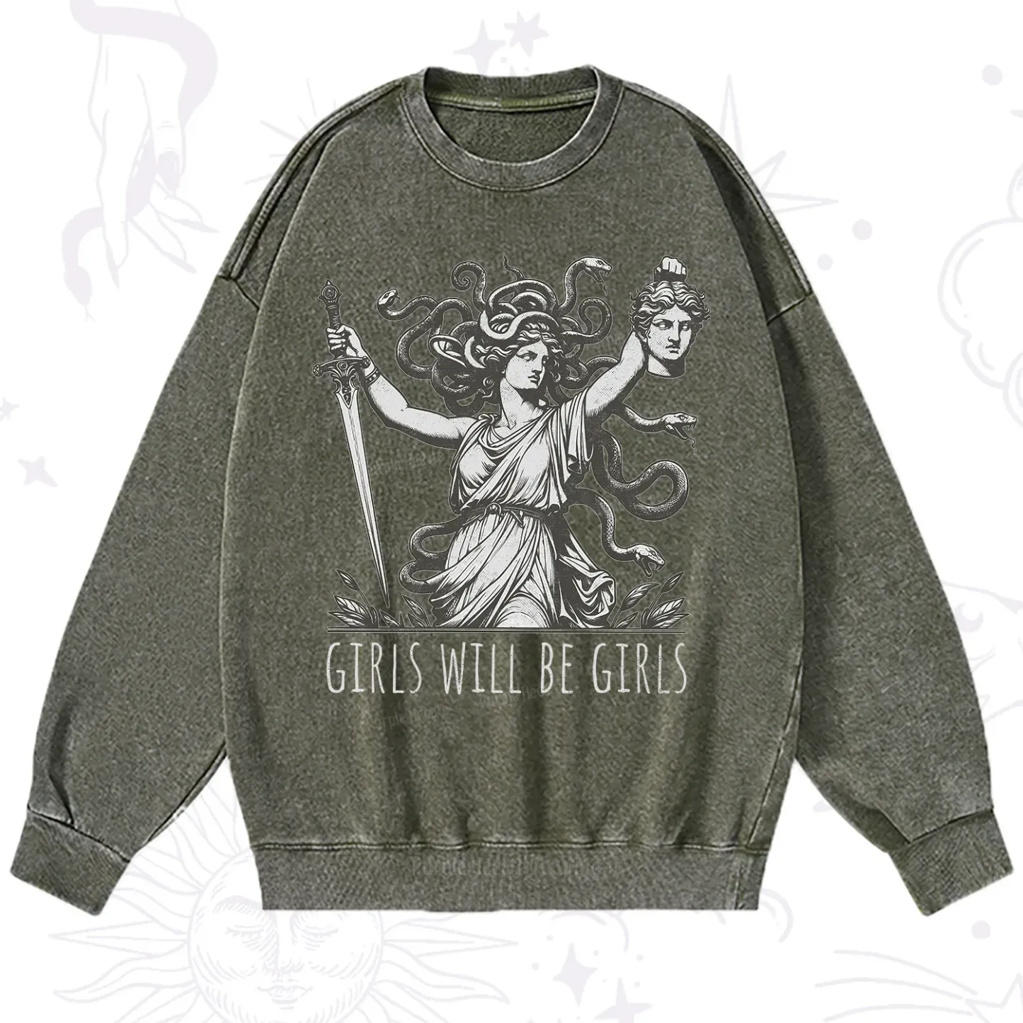 Purplehecate Girls Will Be Girls Medusa Washed Sweatshirt