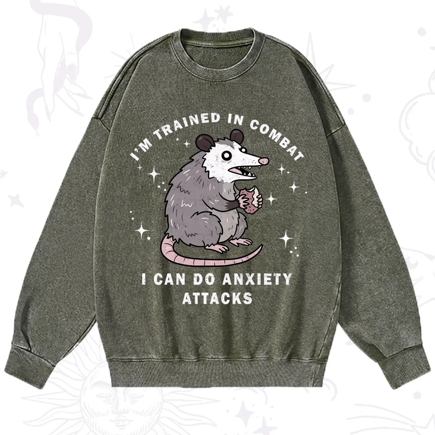 Purplehecate Anixety Attack Opossum Washed Sweatshirt