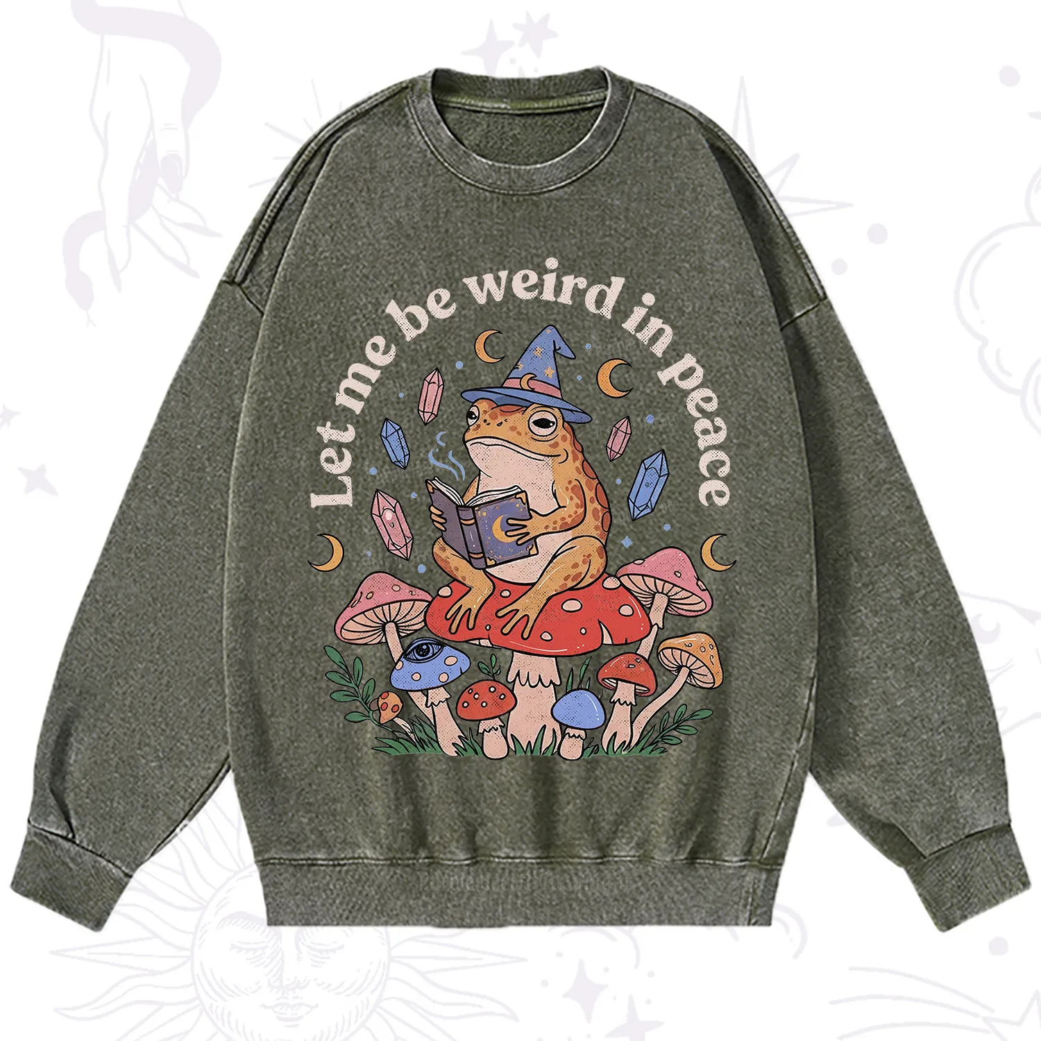 Purplehecate Let Me Be Weird in Peace Frog Washed Sweatshirt
