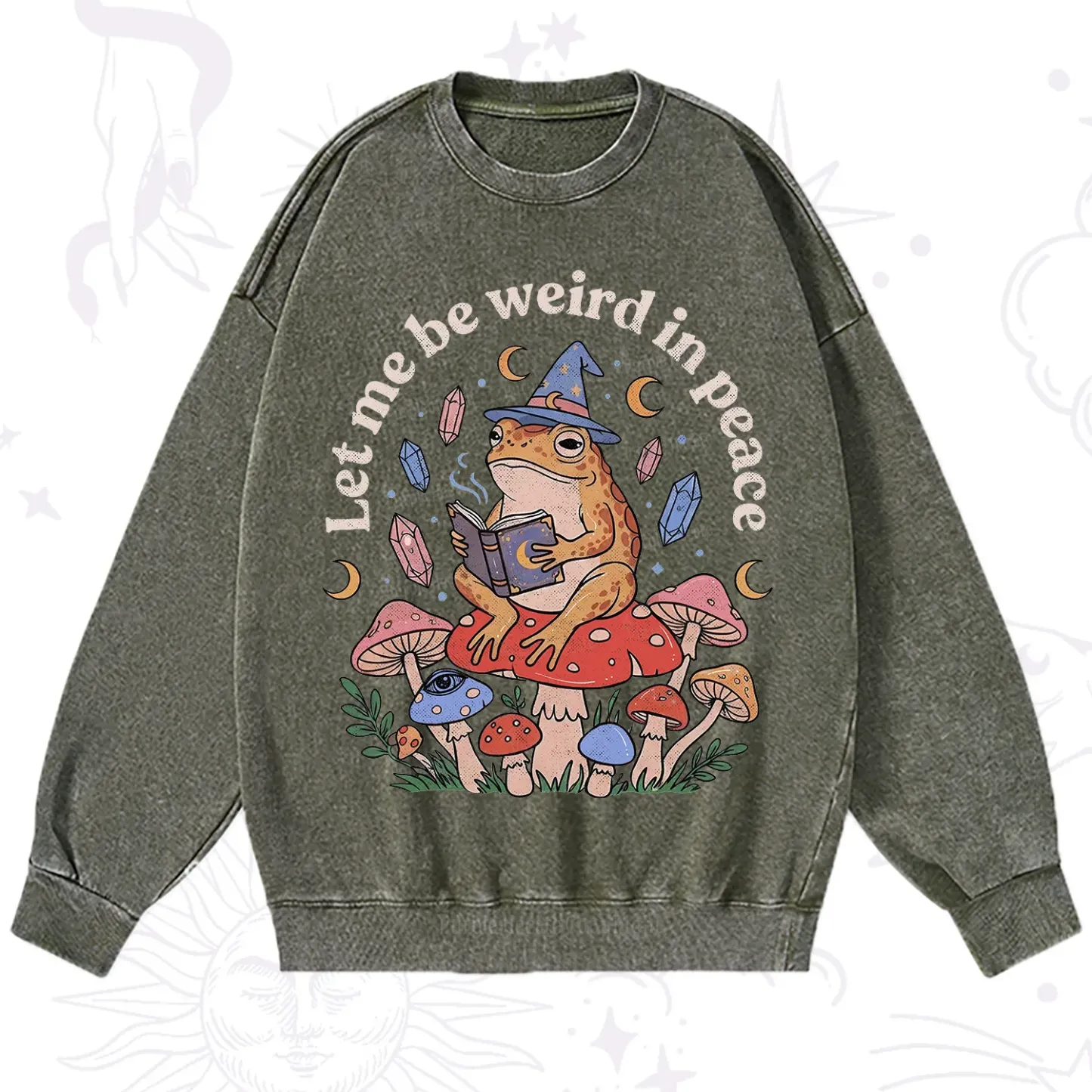 Purplehecate Let Me Be Weird in Peace Frog Washed Sweatshirt