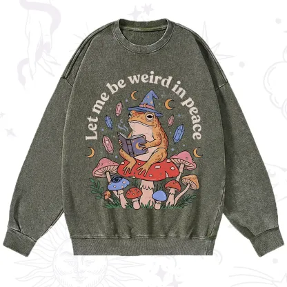 Purplehecate Let Me Be Weird in Peace Frog Washed Sweatshirt
