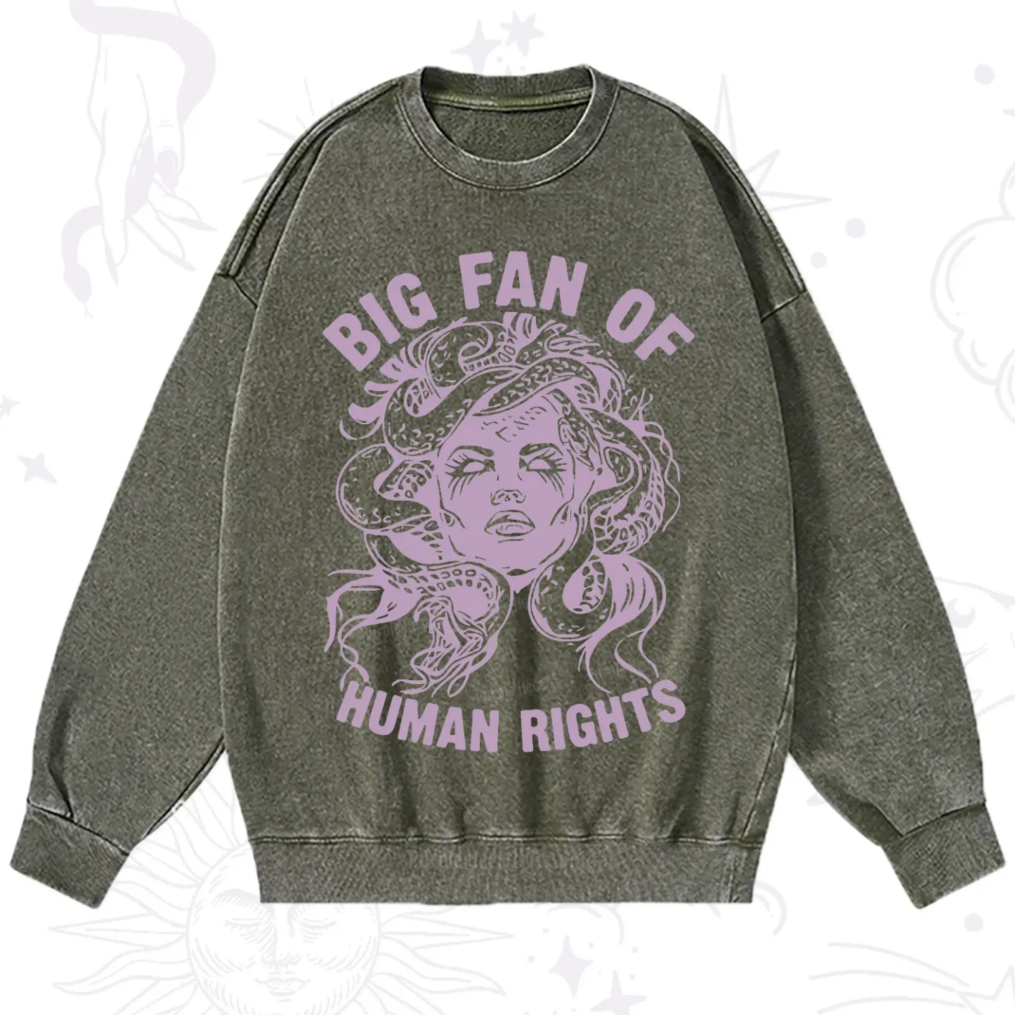 Purplehecate Big Fan of Human Rights Washed Sweatshirt