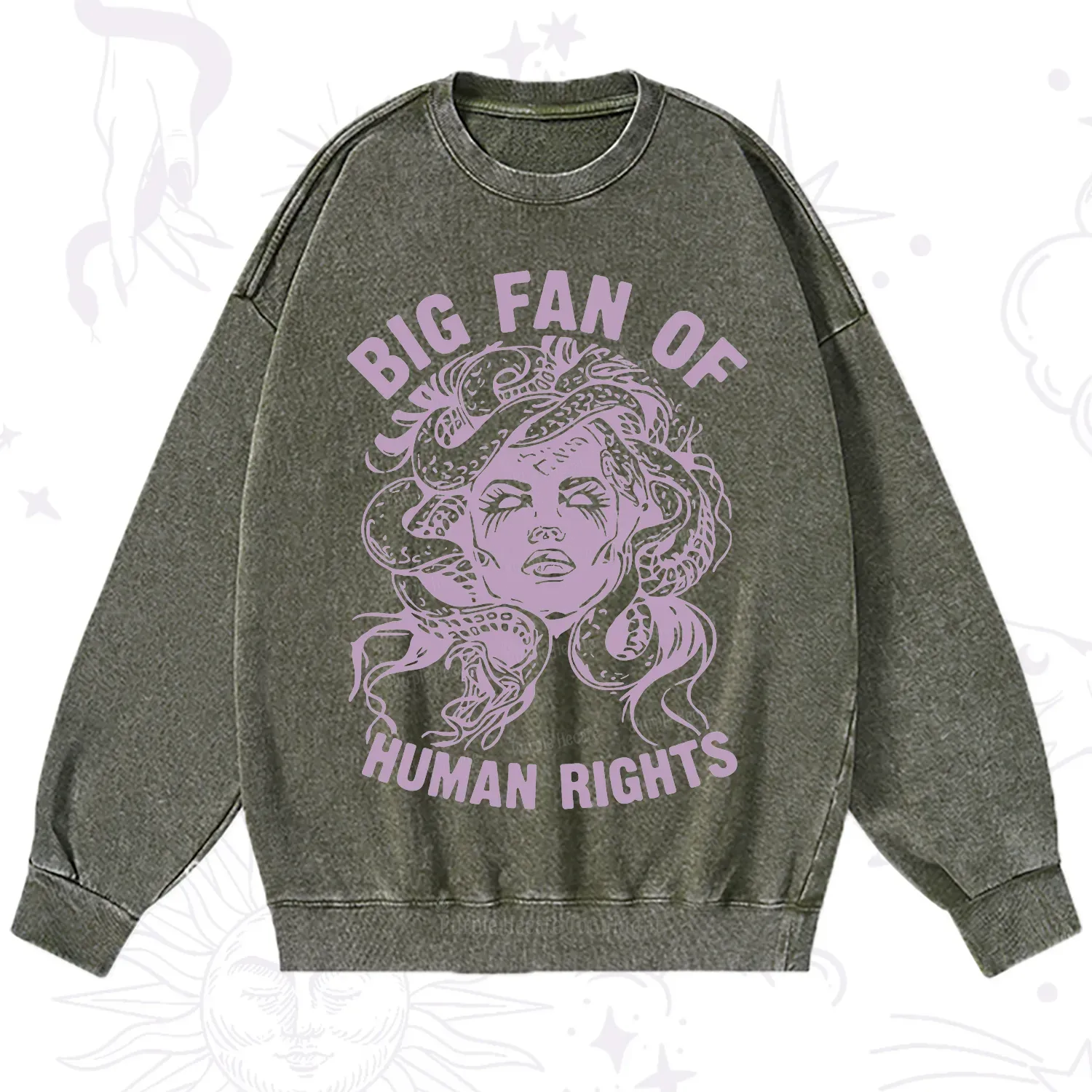 Purplehecate Big Fan of Human Rights Washed Sweatshirt