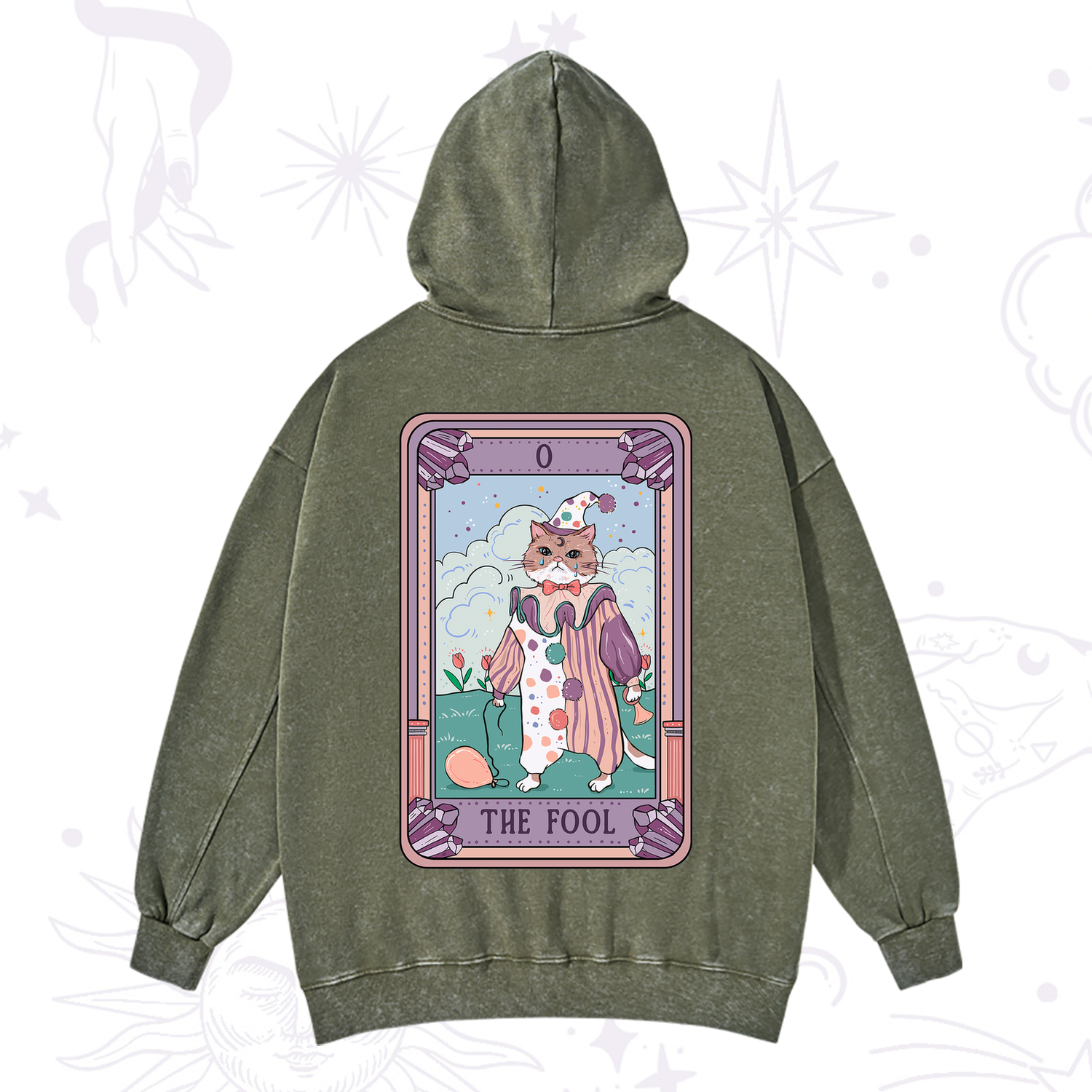 Purplehecate The Fool Tarot Card Washed Hoodie
