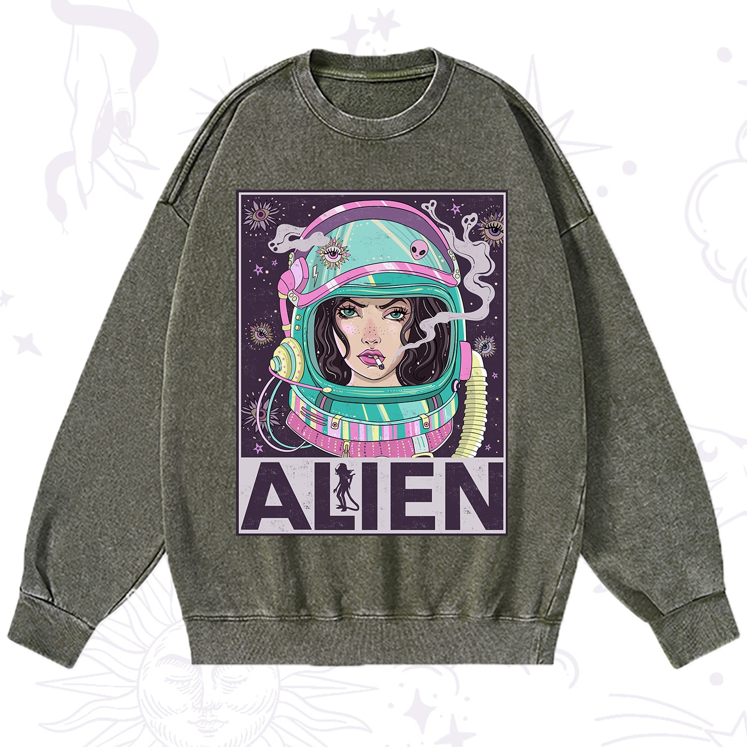 Purplehecate Galactic Encounter Washed Sweatshirt