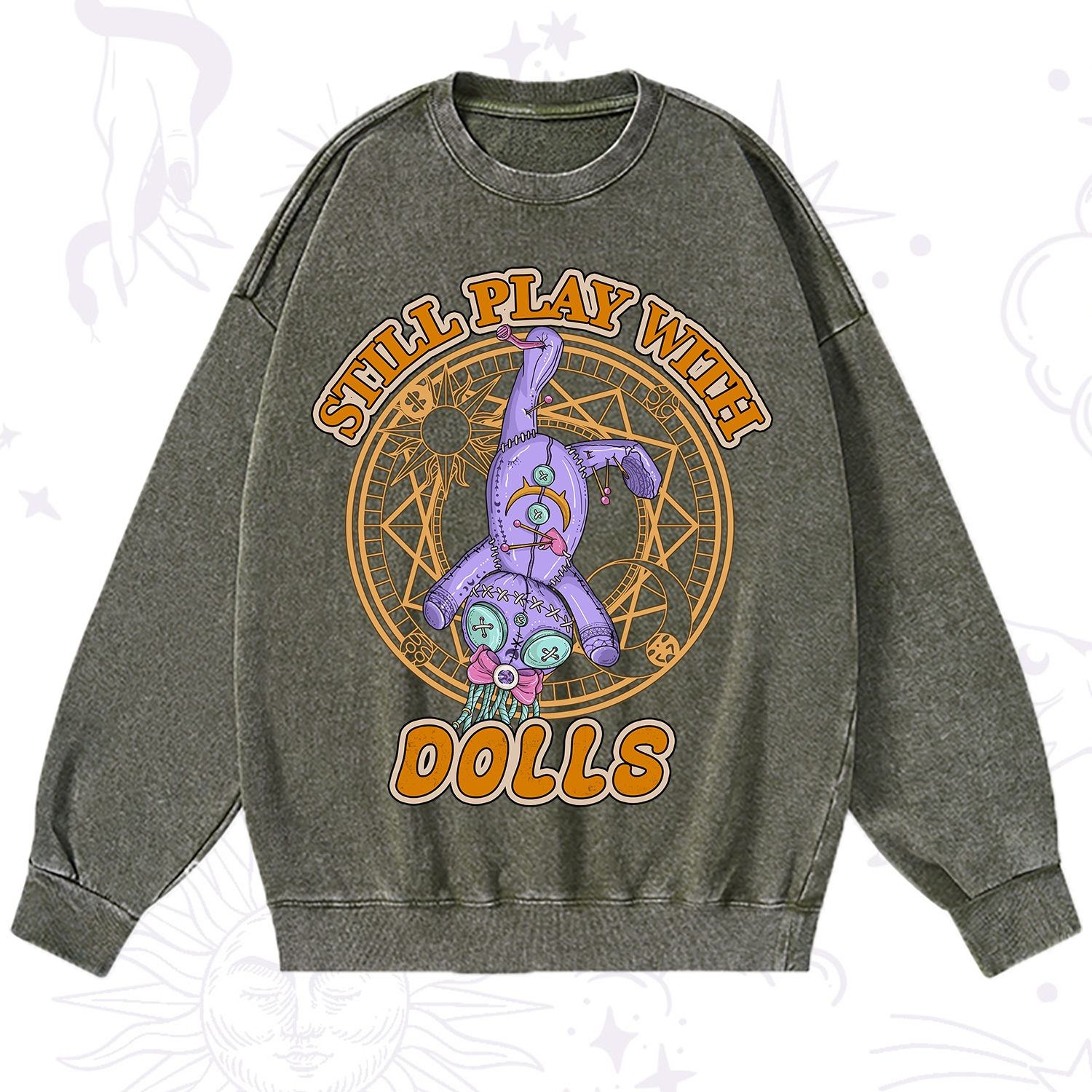 Purplehecate Still Plays With Dolls Washed Sweatshirt
