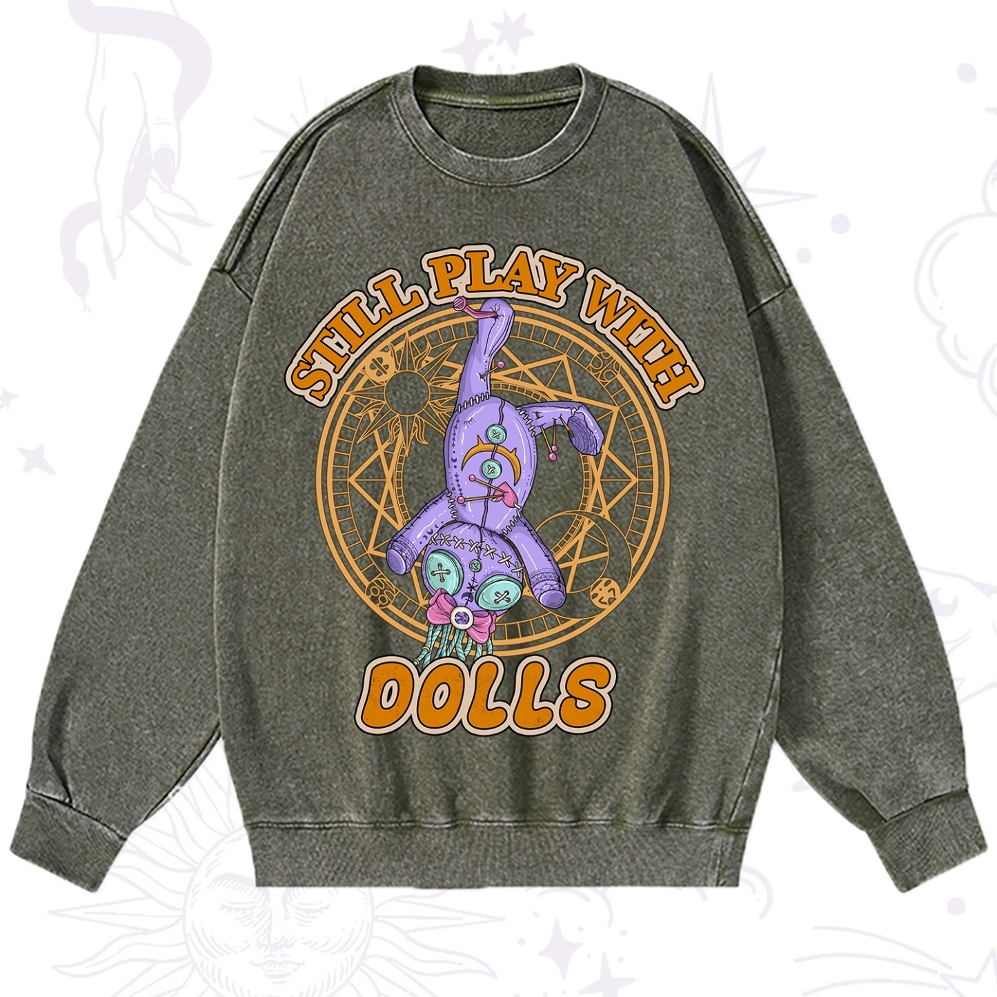 Purplehecate Still Plays With Dolls Washed Sweatshirt