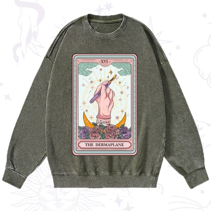 Purplehecate The Dermaplane Tarot Card Washed Sweatshirt