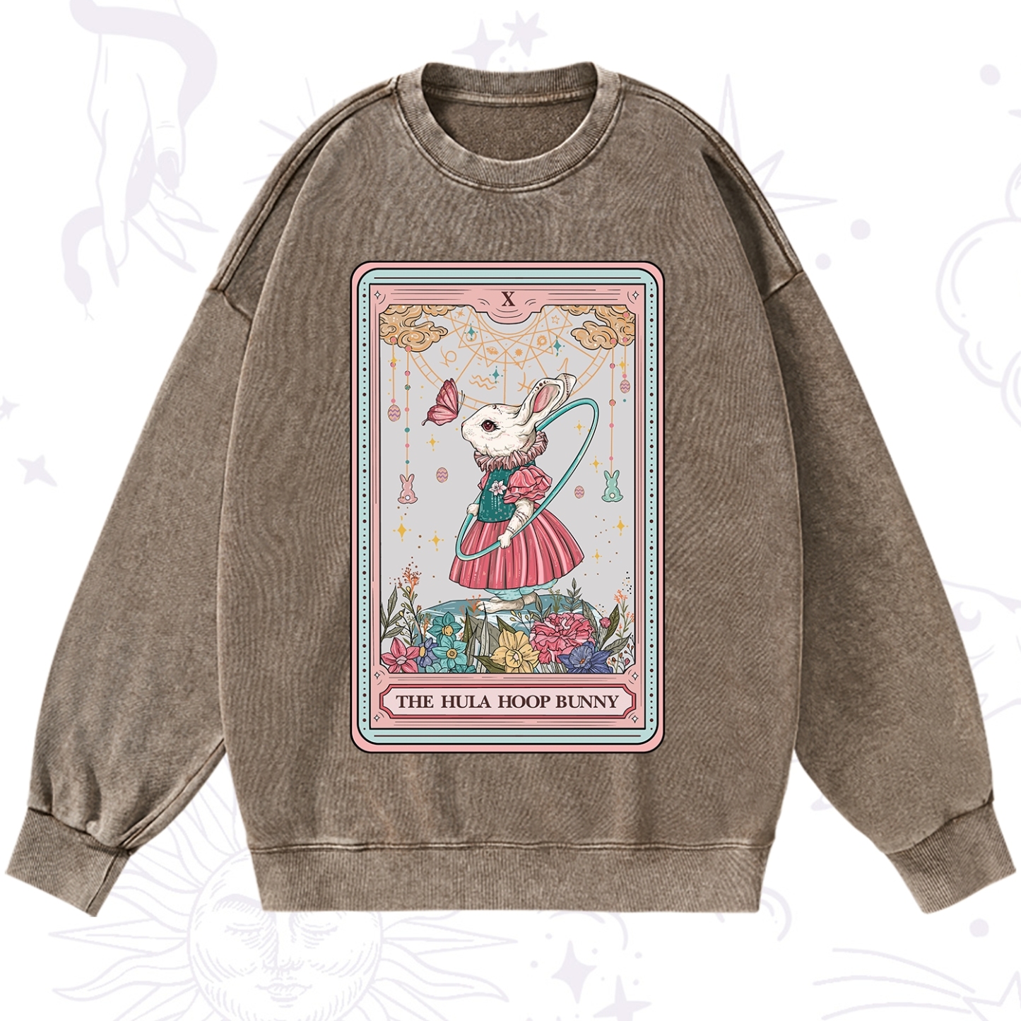 Purplehecate The Hula Hoop Bunny Tarot Washed Sweatshirt