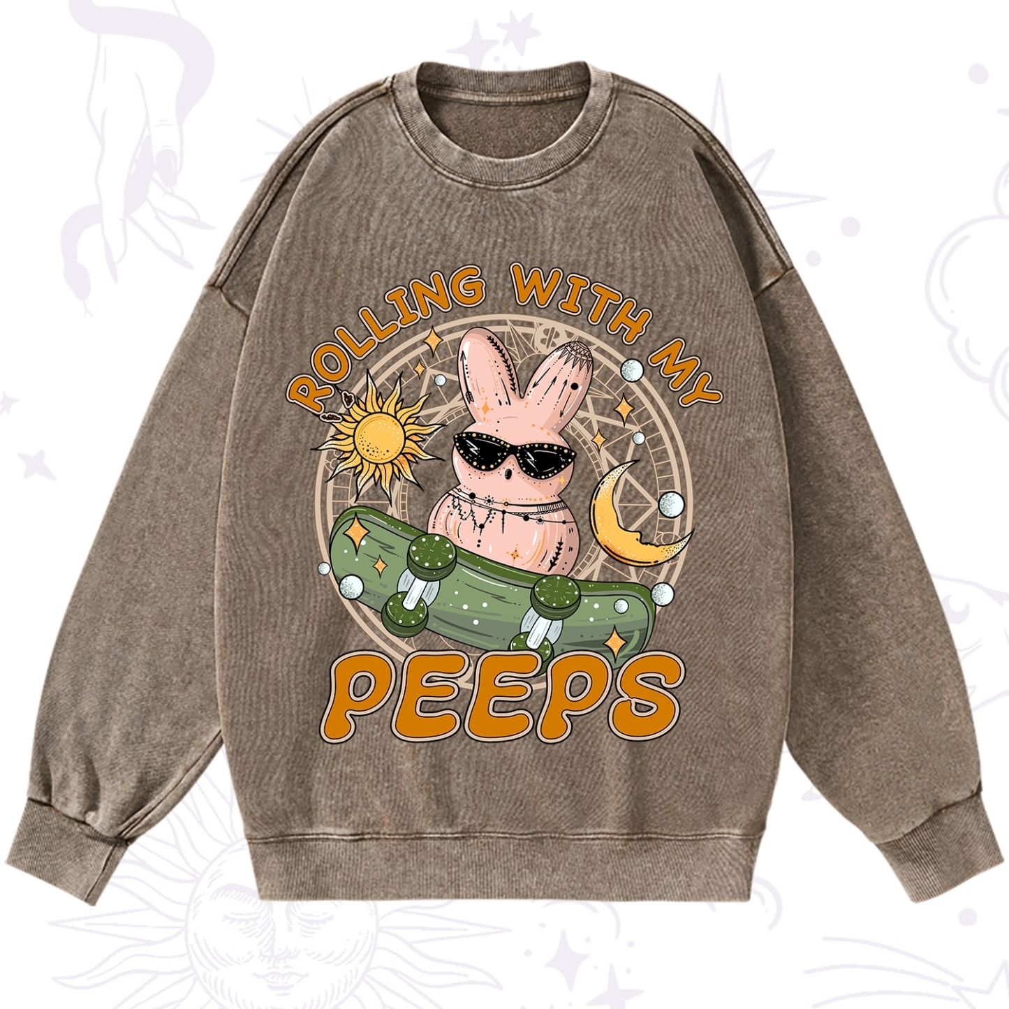 Purplehecate Rolling With My Peeps Washed Sweatshirt