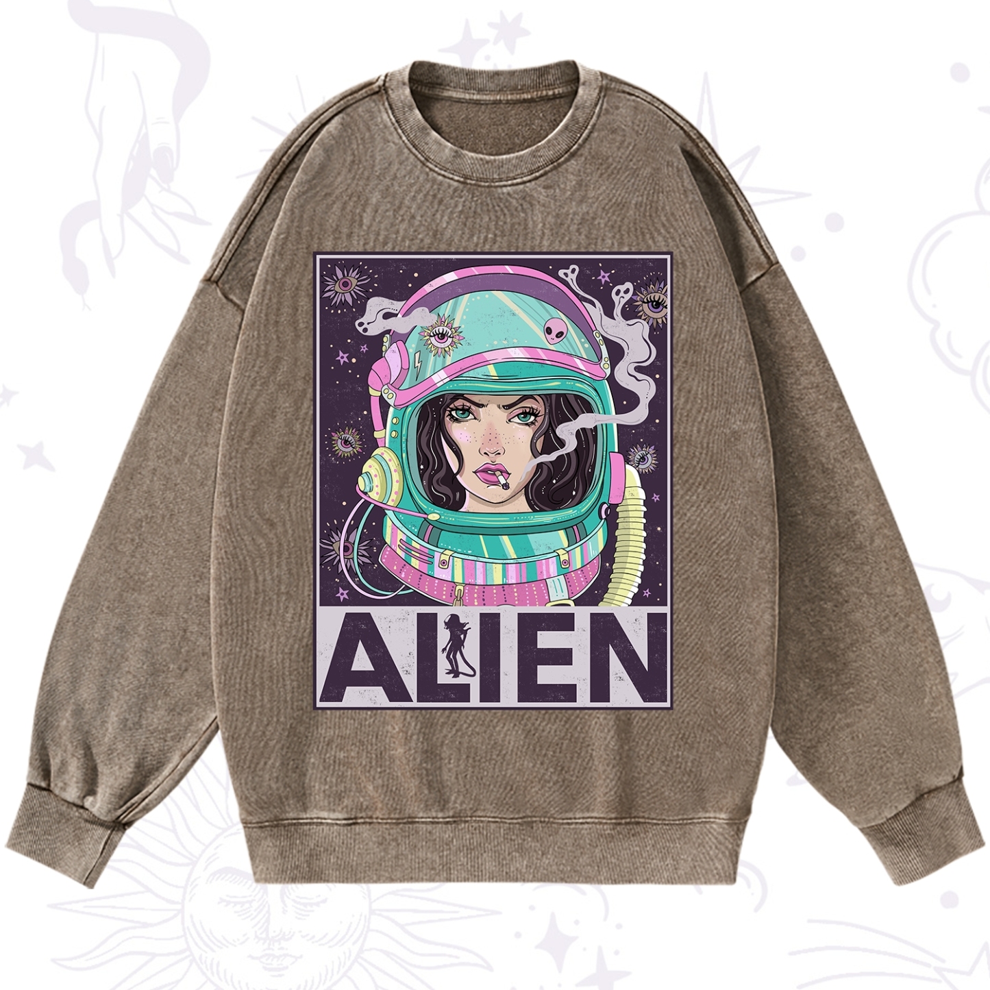 Purplehecate Galactic Encounter Washed Sweatshirt