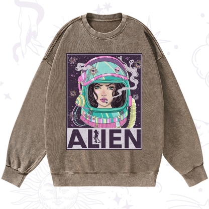 Purplehecate Galactic Encounter Washed Sweatshirt